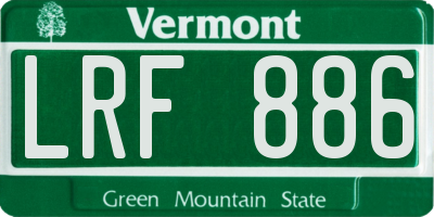 VT license plate LRF886