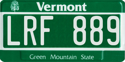 VT license plate LRF889