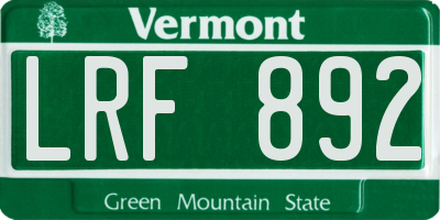 VT license plate LRF892