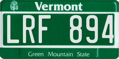 VT license plate LRF894