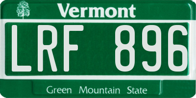 VT license plate LRF896