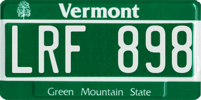 VT license plate LRF898