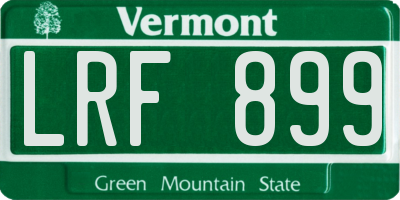 VT license plate LRF899