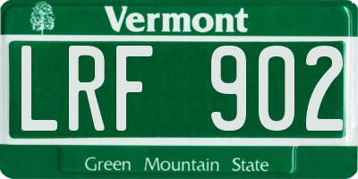 VT license plate LRF902