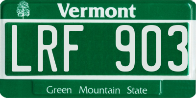 VT license plate LRF903