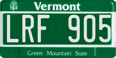 VT license plate LRF905