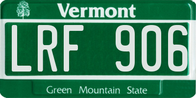 VT license plate LRF906