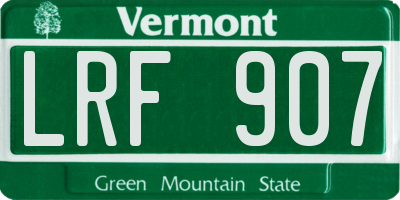 VT license plate LRF907