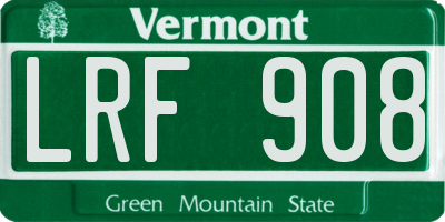 VT license plate LRF908