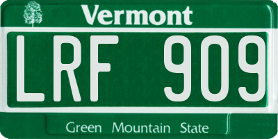 VT license plate LRF909