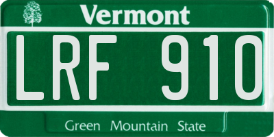 VT license plate LRF910