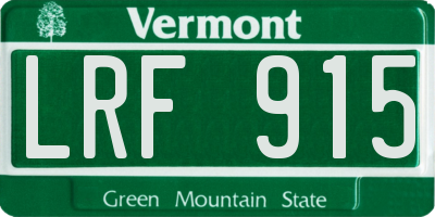 VT license plate LRF915