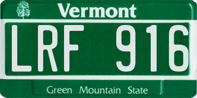 VT license plate LRF916