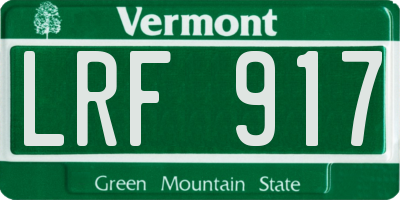 VT license plate LRF917