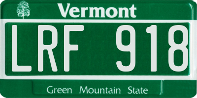 VT license plate LRF918