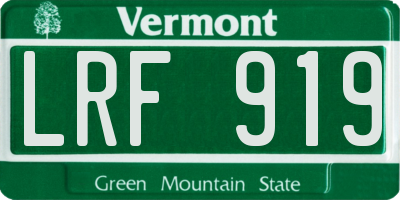 VT license plate LRF919
