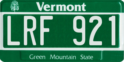 VT license plate LRF921