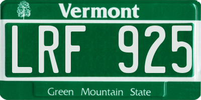 VT license plate LRF925