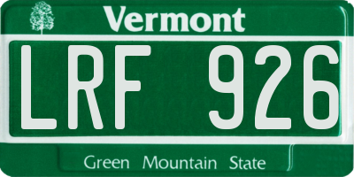 VT license plate LRF926