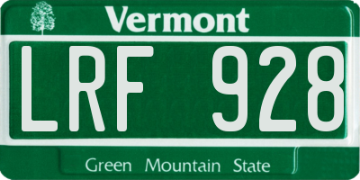 VT license plate LRF928