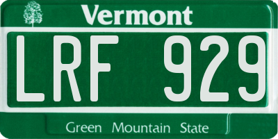 VT license plate LRF929