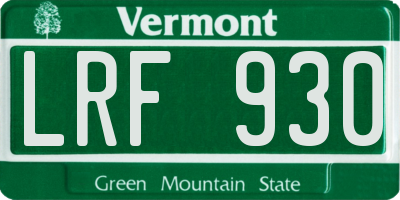 VT license plate LRF930