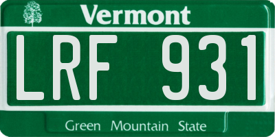 VT license plate LRF931