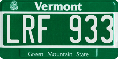 VT license plate LRF933