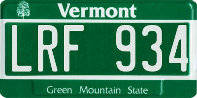 VT license plate LRF934