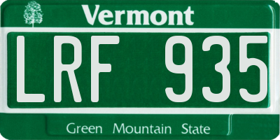 VT license plate LRF935