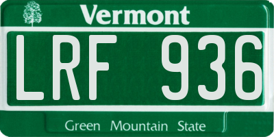 VT license plate LRF936