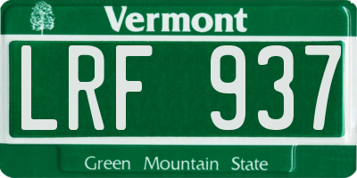 VT license plate LRF937