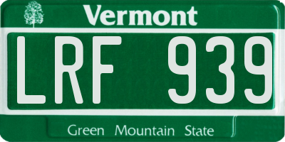 VT license plate LRF939