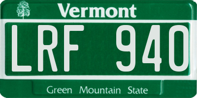 VT license plate LRF940
