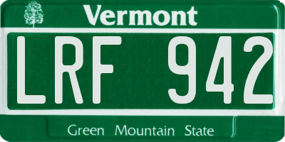 VT license plate LRF942