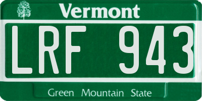 VT license plate LRF943