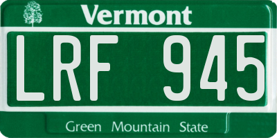 VT license plate LRF945