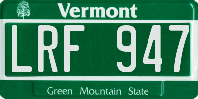 VT license plate LRF947