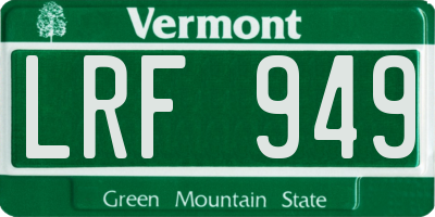 VT license plate LRF949