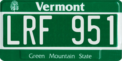 VT license plate LRF951