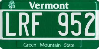 VT license plate LRF952