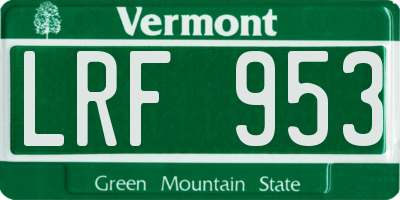 VT license plate LRF953
