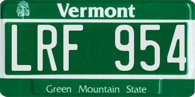 VT license plate LRF954
