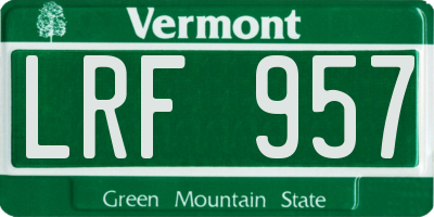 VT license plate LRF957