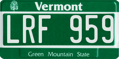 VT license plate LRF959