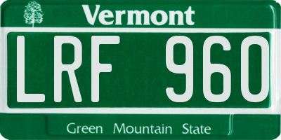 VT license plate LRF960