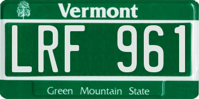 VT license plate LRF961