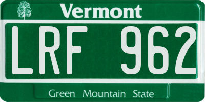 VT license plate LRF962