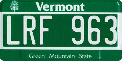VT license plate LRF963