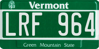 VT license plate LRF964